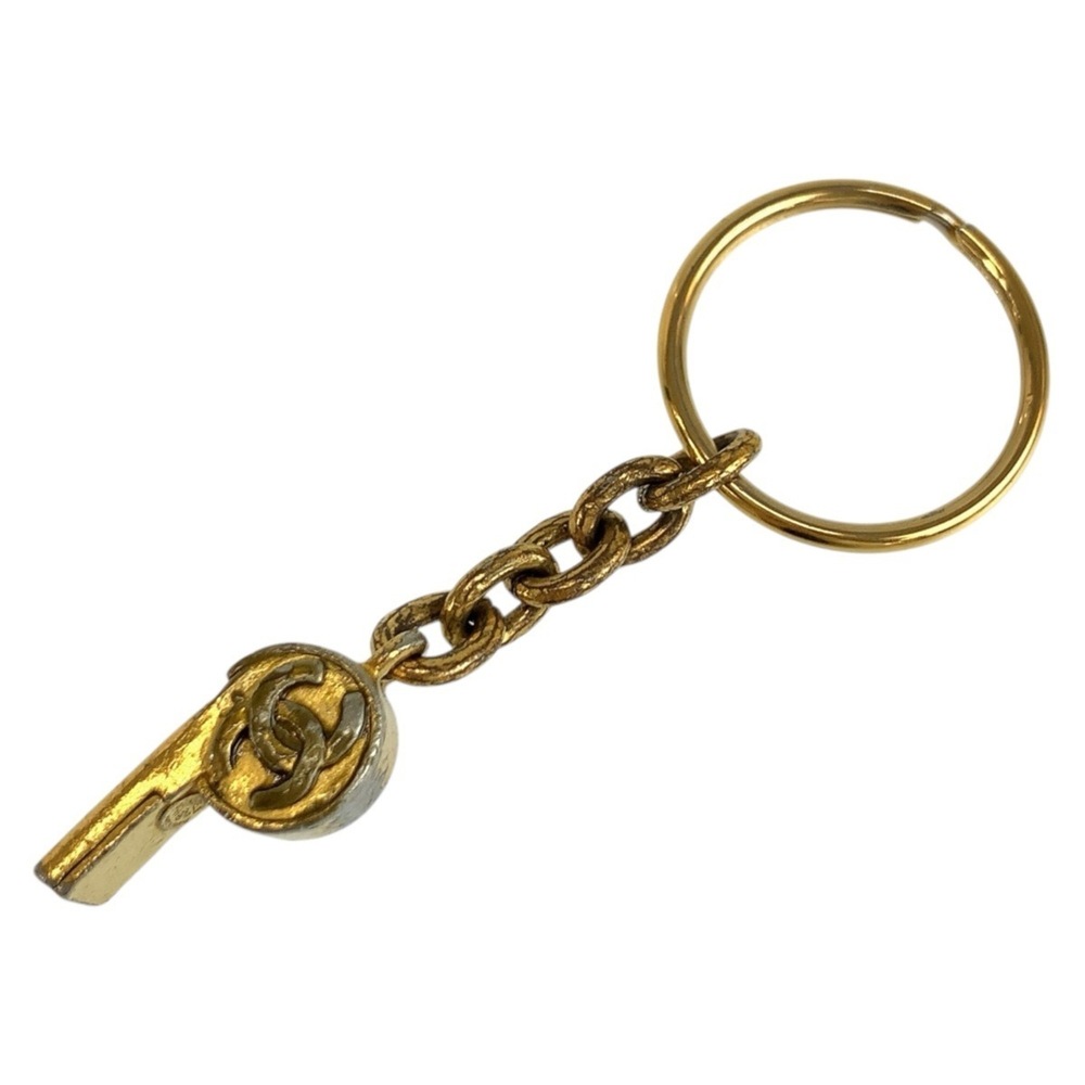 Chanel Coco Mark Whistle Keychain Keyring Gold Plated Women's CHANEL